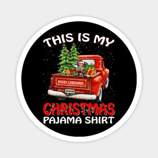 This Is My Christmas Pajama Shirt Greyhound Truck Tree Magnet